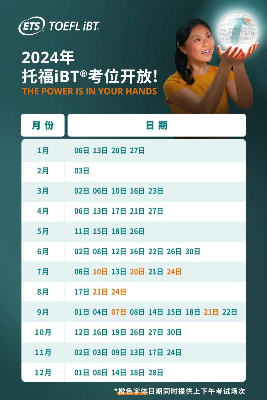 2024年托?？荚嚂r間表